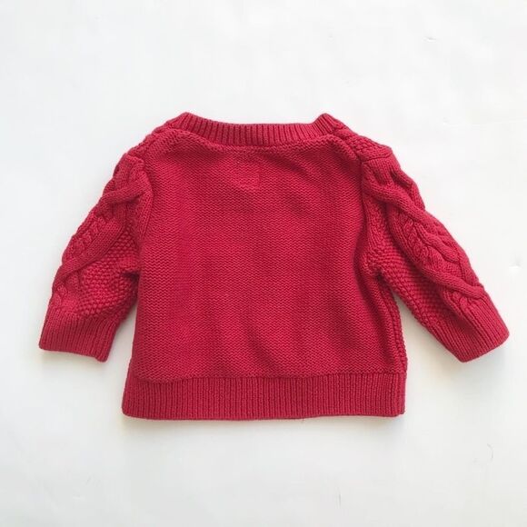Babygap red cable knit sweater EUC 0-3 months - Picture 5 of 5